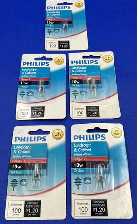 820711 Philips 12 Volt 10 Watt G4 Base T3 100 Lumen Landscape Cabinet Bulb Pack Of 5