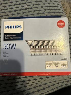 Philips Bc50twistline Gu10/fl25 6 Pack Indoor Flood Light Bulb Mr16 50w Gu10 Base 430 Lumens