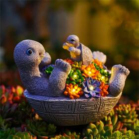 B0cx1v2c63 Pohabery Solar Turtle Figurine Garden Decor With Baby And 7 Led Lights