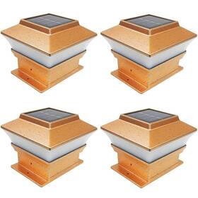 Polar Bear Home 659135457137 4 Pk Copper X Solar Post Lights Outdoor Garden Led Deck Cap Fence Lamp Wood