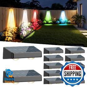 B0fg312chr Polarpra Fence Solar Lights Outdoor Waterproof Rgb Color Changing Wall Ya
