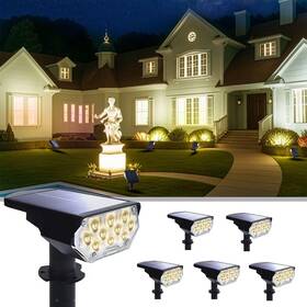 Polighty 728683472180 6 Pack Solar Powered Outdoor Spot Lights Outside Waterproof 20 Leds Landscape