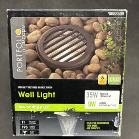 0688509 Portfolio 851776003432 Portolio Low Voltage Landscape Well Light #0688509 Textured Bronze Louvered 9w