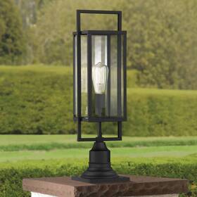 10-2001-215 Possini Euro Design Jericho Modern Outdoor Post Light Fixture Textured Black 22 Inch For Exterior Barn