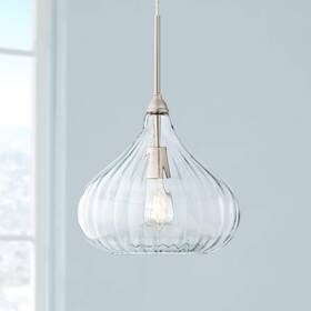 H160043-1pb Possini Euro Design Major Brushed Nickel Mini Pendant Lighting Fixture 12 1/2 Inch Wide Modern Led Cl