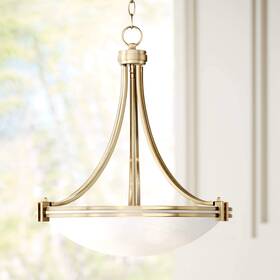 Lpp-1564 Possini Euro Design Lpp-1564/5 Lp#1649 Deco Warm Brass Gold Bowl Pendant Chandelier Light Fixture 24 1/4 Inch Wide Sat