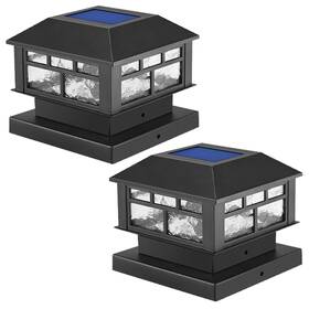 Powgdlt 742773900865 Solar Post Cap Lights Outdoor 20lm Fence 3.5x3.5 4x4 5x5 Inch Wooden Sola