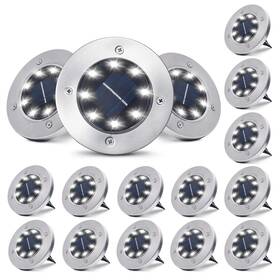 Cl02 Pozzolanas 16 Packs Solar Ground Lights - Cold White 8 Led Garden Waterproof Out