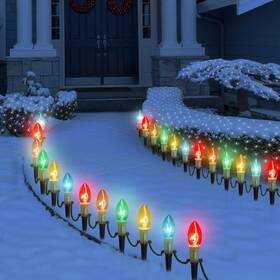 Presence 810046827338 C9 Christmas Pathway Lights Outdoor 30.75 Ft Sidewalk With Marker Stak