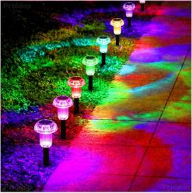 P-pl01 Priddop 12 Pack Solar Mushroom Pathway Lights Outdoor Color Changing Waterproof Garden