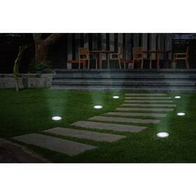 Private Brand Unbranded 744759727350 Solar Silver Led Weather Resistant In-ground Disk Path Light 4-pack