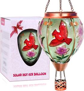 Rqq002 Profinella Cardinal Solar Hot Air Balloon Lantern Outdoor Decor With Flame Lights Waterproo