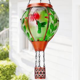 Rrq-hmb-1p-bl Profinella Hummingbird Solar Hot Air Balloon Lantern Outdoor Decor With Flame Lights Waterp