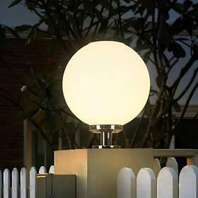 P-8923 Ptoug 11.8 Inch Outdoor Fence Pedestal Globe Post Lamp Stainless Steel Waterproof Led