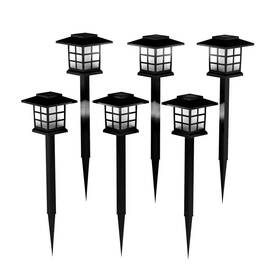 Pure Garden 313042531594 15 Inch Black Outdoor Integrated Led Landscape Solar Coach Path Lights 6-pack