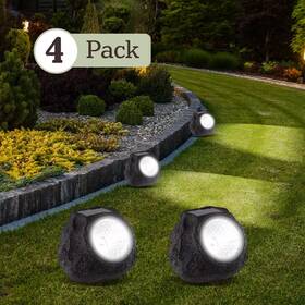 Pure Garden 313106315337 Black Solar Powered Led Rock Landscaping Light 4-pack