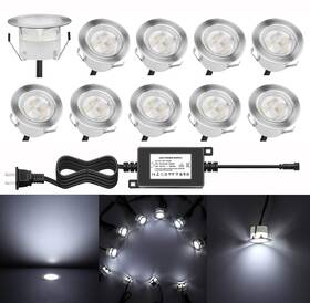 Qaca 747100780240 Deck Lights Outdoor Waterproof Low Voltage Lighting Kit Stainless Steel 1w Ou