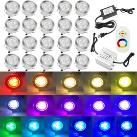 B109bk Qaca 20pcs Low Voltage Led Deck Lights Kits Multi-color Rgb Stainless Steel Waterp