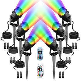 Qzdcd1 Qeeanmo 12w Color Changing Outdoor Spotlights 12v/24v Wired Landscape Lights 6 Pack