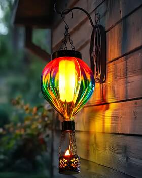 Qt6001 Qeemtaco Hot Air Balloon Hanging Solar Lantern Outdoor Waterproof With Flickering Flam