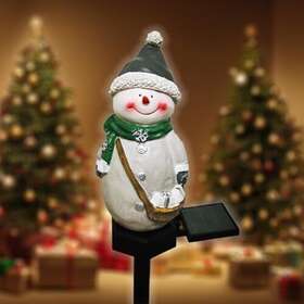 Qh08 Qh Garden Resin Snowman Solar Lights Outdoor Waterproof - Christmas Stake