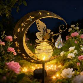 Qisheng0930011 Qisheng Outdoor/garden Waterproof Solar Lights Fairy Under The Moon With Crystal Ba