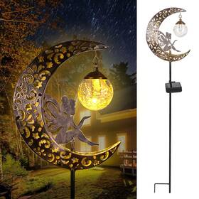 Sz00032 Qocnam Solar Garden Lights Outdoor Decor Moon Fairy Crackle Glass Waterproof