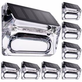 Lt00174s8 Qualdout Solar Outdoor Lights 8 Pack Fence Deck Waterproof Pow