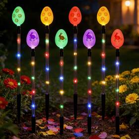 Quivorant 22435746 8 Pcs Solar Easter Eggs Stake Lights Ip65 Waterproof Multicolor Ou