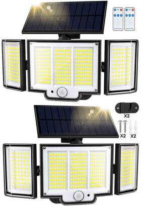 Qunler 313100375399 348 Led 3000lm Solar Motion Sensor Flood Lights 2pack