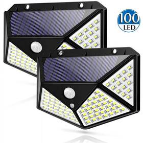 Ip65 Qunler 710638868506 Outdoor Solar Lights 3 Modes Wireless Waterproof 2 Packs - Black