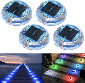 Quntis 313093172104 Rgb Solar Deck Lights 4 Pack 11 Lighting Modes Driveway Out