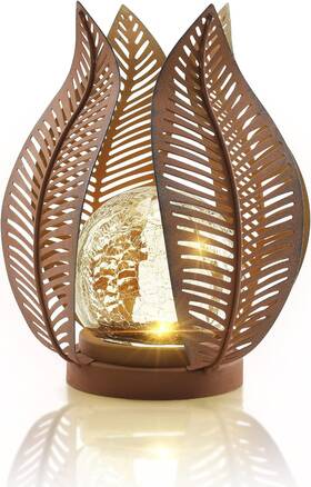 Qzge 445056094055 Solar Outdoor Lights Garden Decor Waterproof Crackle Glass Globe Metal Yard Art