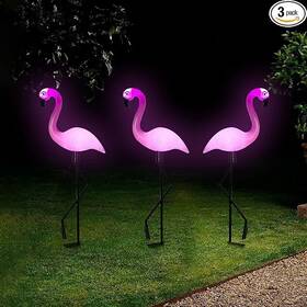 Ratopo 716782356487 Solar Flamingo Light 3 Pcs Waterproof Garden Lights Outdoor Decor Pink F