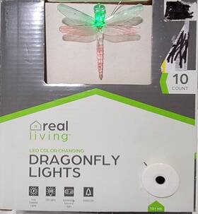 Real Living 719826810914 Dragonfly Light Set Box Of 10 Solar Power Pre-owned Good Condition