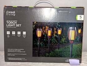 Lg-48 Real Living Led Solar Power Torch Light Set 5 Flame Flickering Waterproof Lamps Pathway