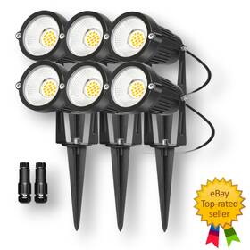 Reegold 705353941450 6 Pack Low Voltage Landscape Outdoor Spot Lighting 7w 700lm Led With Connectors