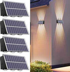 80007756 Reinhardt Solar Wall Lights - Outdoor Fence With Up And Down Sconces