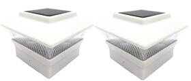 Relightable 688931835948 2 Pack 4 X Solar Power Square Outdoor Post Cap Lights For Pvc Vinyl White