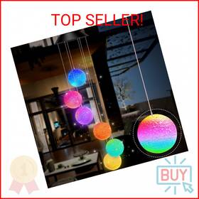 Remon 796391201927 Solar Wind Chimes Color-changing Led Light Powered Mobile Hanging Ch