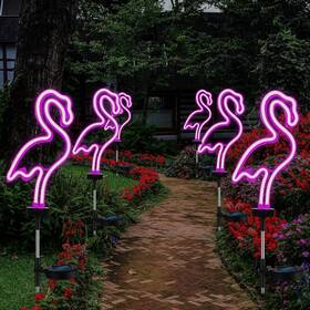Tou-retisee-2695 Retisee 6 Pcs Flamingo Solar Stake Lights Pink Outdoor Bulk Neon