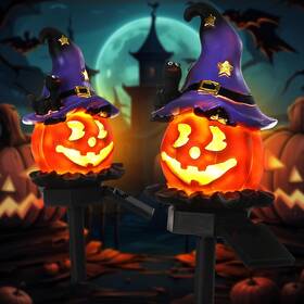 Tou-retisee-3957 Retisee 2 Pcs Halloween Pumpkin Pathway Solar Lights Orange Jack O Lantern St