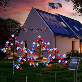Ry23017 Reyeeinc Ry23016/ry23017 Solar 4th Of July Stake Lights Red White And Blue Outdoor Decorations L
