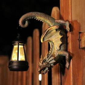 Reyiso 744316299474 Solar Dragon Tree Hugger Statue Wall Decor - Whimsical Garden With