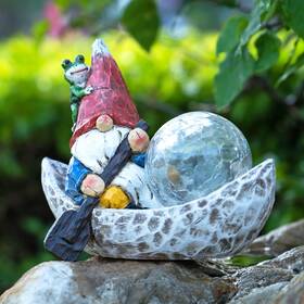 Gnomes-002 Rezpuao Garden Gnome Statue Solar Gnomes Figurine Outdoor Little Man