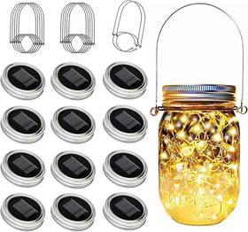Rick Star 445032950931 Znycye Mason Jar Solar Lights For Outside 12 Pack 30 Led Fairy