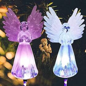 Rirool-anx2p2 Rirool 2 Pack Solar Angel Lights Powered Garden Stake Multi-color Cha