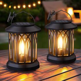 Rjv 744110294644 2 Pack Hanging Solar Lanterns Outdoor Waterproof Decorative Lights For Garden