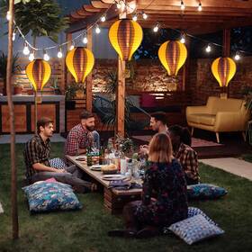 Roaming Light 744985542215 8.3inch Hot Air Balloon Solar Lantern With Flickering Flame Outdoor So