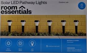 Room Essentials 843582100689 6pk Round Solar Led Outdoor Path Lights Matte Black